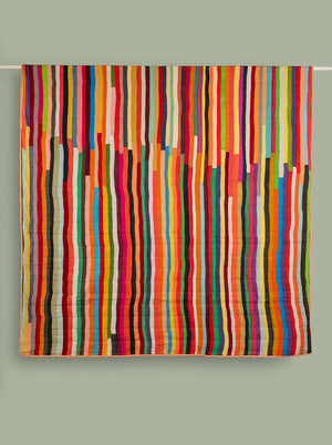 Upcycled Striped Patchwork Reversible Quilt - 08
