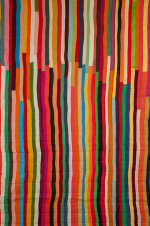 Upcycled Striped Patchwork Reversible Quilt - 08