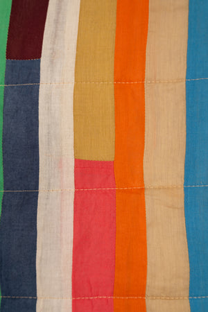 Upcycled Striped Patchwork Reversible Quilt - 08