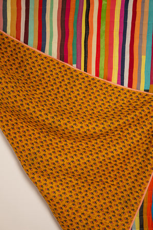 Upcycled Striped Patchwork Reversible Quilt - 08