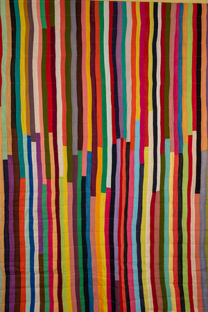 Upcycled Striped Patchwork Reversible Quilt - 09