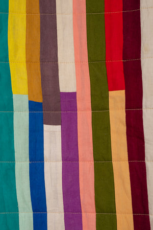 Upcycled Striped Patchwork Reversible Quilt - 09