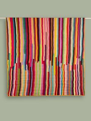 Upcycled Striped Patchwork Reversible Quilt - 10