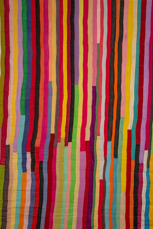 Upcycled Striped Patchwork Reversible Quilt - 10