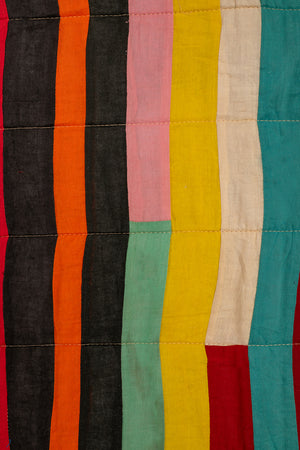 Upcycled Striped Patchwork Reversible Quilt - 10