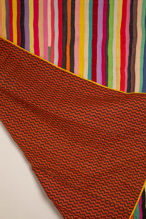Upcycled Striped Patchwork Reversible Quilt - 10