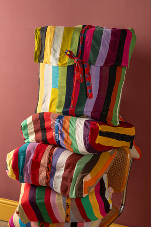 Upcycled Striped Patchwork Reversible Quilt - 01