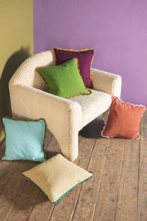 Fern Block Colour Cotton Cushion Cover