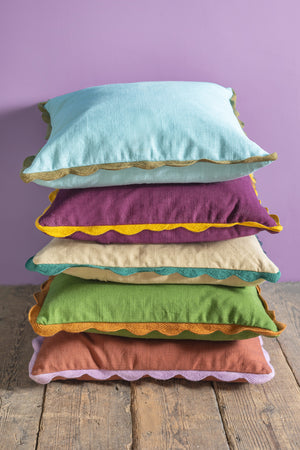 Fern Block Colour Cotton Cushion Cover