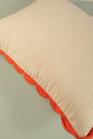 Cream Rectangular Block Colour Cotton Cushion Cover