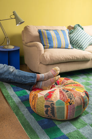 Vintage Fabric Pumpkin Pouffe