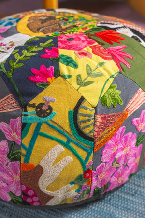Patchwork Embroidery Pouffe