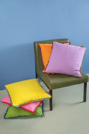 Papaya Block Colour Cotton Cushion Cover