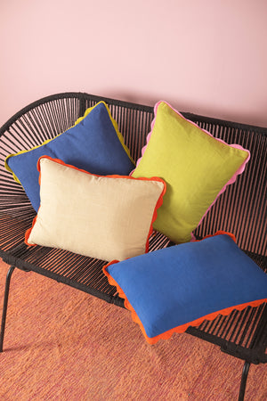 Cream Rectangular Block Colour Cotton Cushion Cover