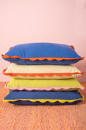 Cream Rectangular Block Colour Cotton Cushion Cover