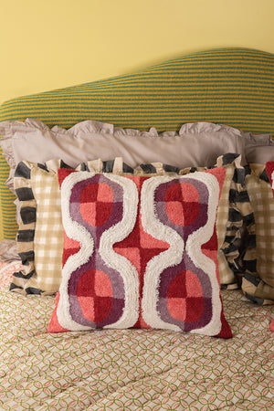 Geometric Tufted Pink & Purple Cushion Cover
