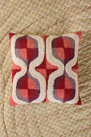 Geometric Tufted Pink & Purple Cushion Cover