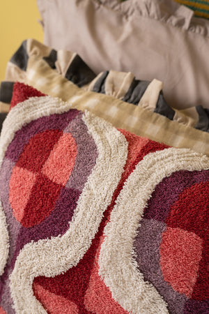 Geometric Tufted Pink & Purple Cushion Cover