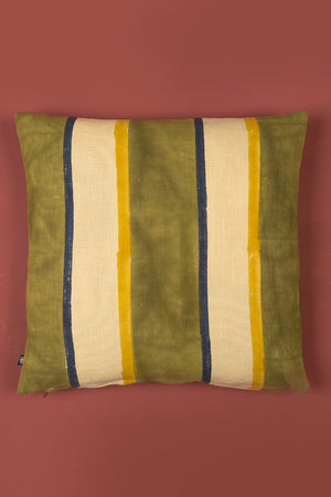 Hunter Green Stripe Block Print Cushion Cover