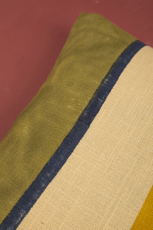 Hunter Green Stripe Block Print Cushion Cover