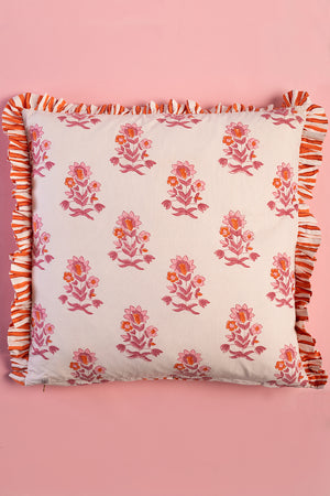 Carnation & Clementine Block Print Cushion Cover