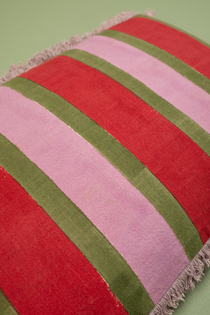 Kale & Meadow Mauve Block Print Cotton Cushion Cover