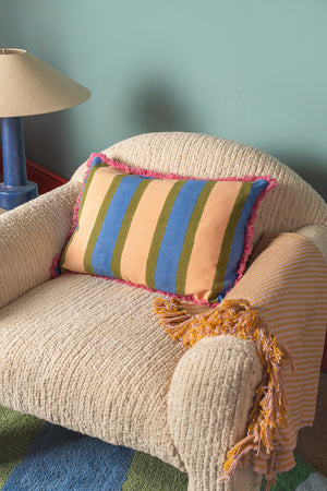 Wheat Regatta Block Print Cotton Cushion Cover