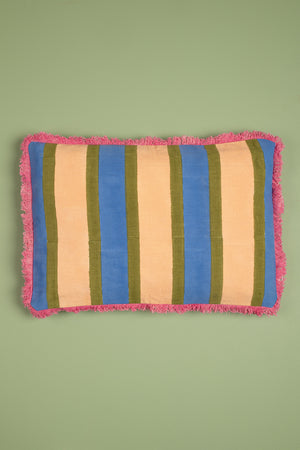 Wheat Regatta Block Print Cotton Cushion Cover