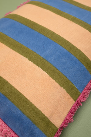 Wheat Regatta Block Print Cotton Cushion Cover