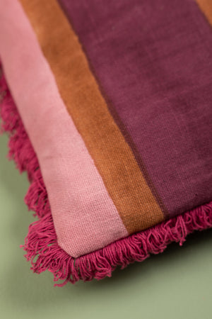 Hazel & Wine Block Print Cotton Cushion Cover