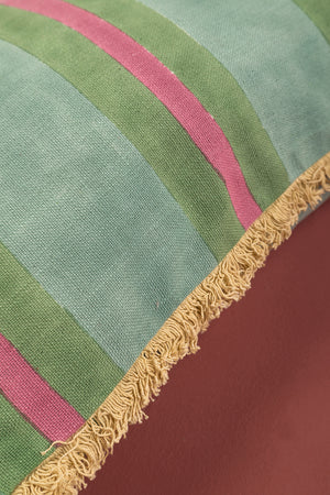 Teal & Mauve Block Print Cotton Cushion Cover