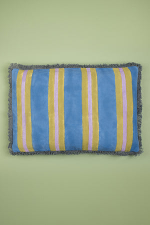 Sweet Pea & Allium Block Print Cotton Cushion Cover
