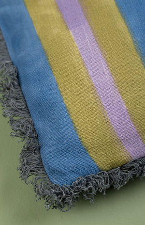 Sweet Pea & Allium Block Print Cotton Cushion Cover