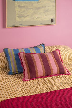 Sweet Pea & Allium Block Print Cotton Cushion Cover