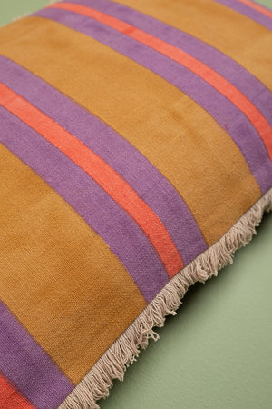 Spruce & Coral Block Print Cotton Cushion Cover