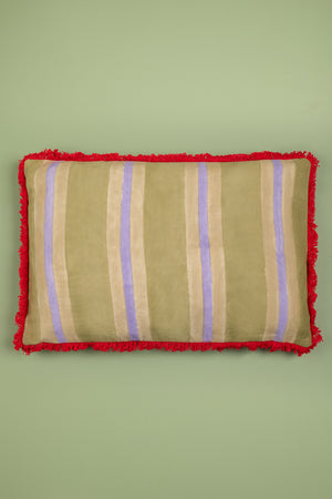 Fern & Allium Block Print Cotton Cushion Cover