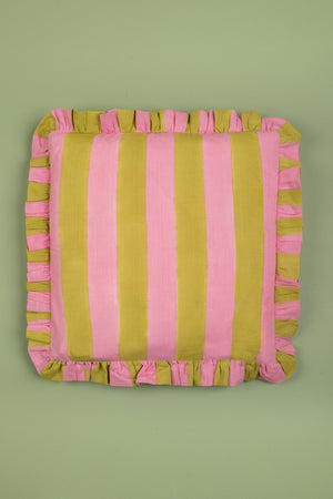Apple & Rose Block Print Cotton Cushion Cover
