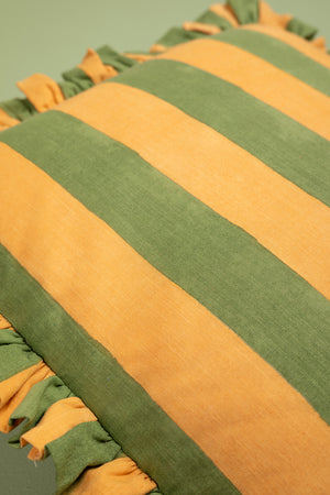 Lemon & Sea Green Block Print Cotton Cushion Cover