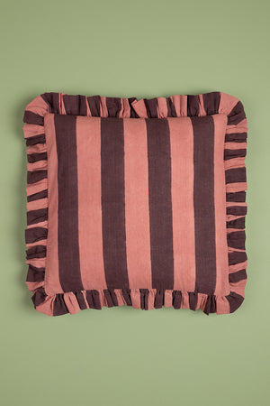 Coral & Plum Block Print Cotton Cushion Cover