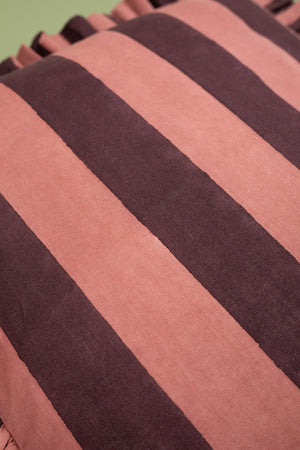 Coral & Plum Block Print Cotton Cushion Cover