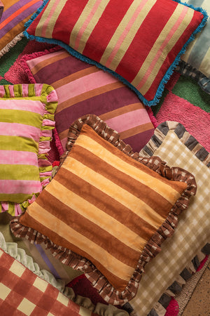 Coffee & Cream Block Print Cotton Cushion Cover