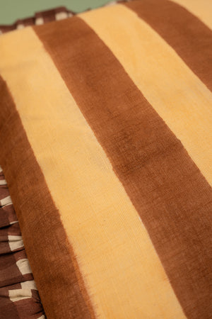 Coffee & Cream Block Print Cotton Cushion Cover