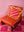 Red & Pink Block Print Cotton & Velvet Cushion Cover