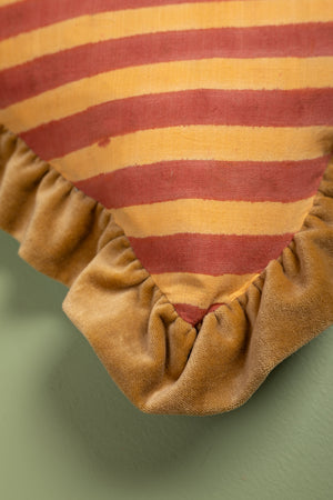 Mustard & Terracotta Block Print Cotton & Velvet Cushion Cover
