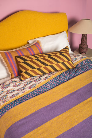 Staggered Stripe Embroidered Cushion Cover
