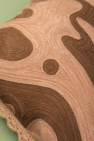 Mocha Swirl Embroidered Cushion Cover