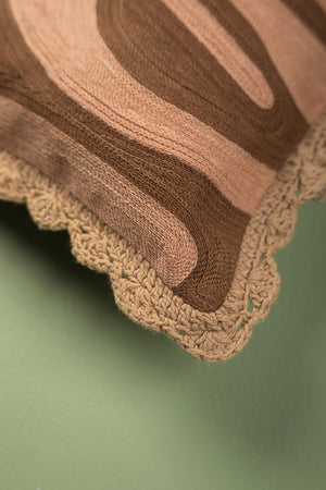 Mocha Swirl Embroidered Cushion Cover