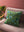Blue on Green Velvet Floral Embroidered Cushion Cover