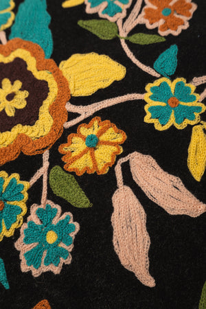 Flower Power Velvet Embroidered Cushion Cover