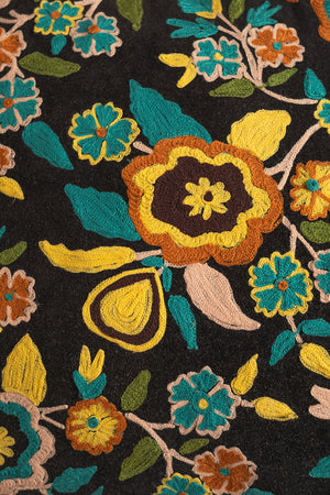 Flower Power Velvet Embroidered Cushion Cover